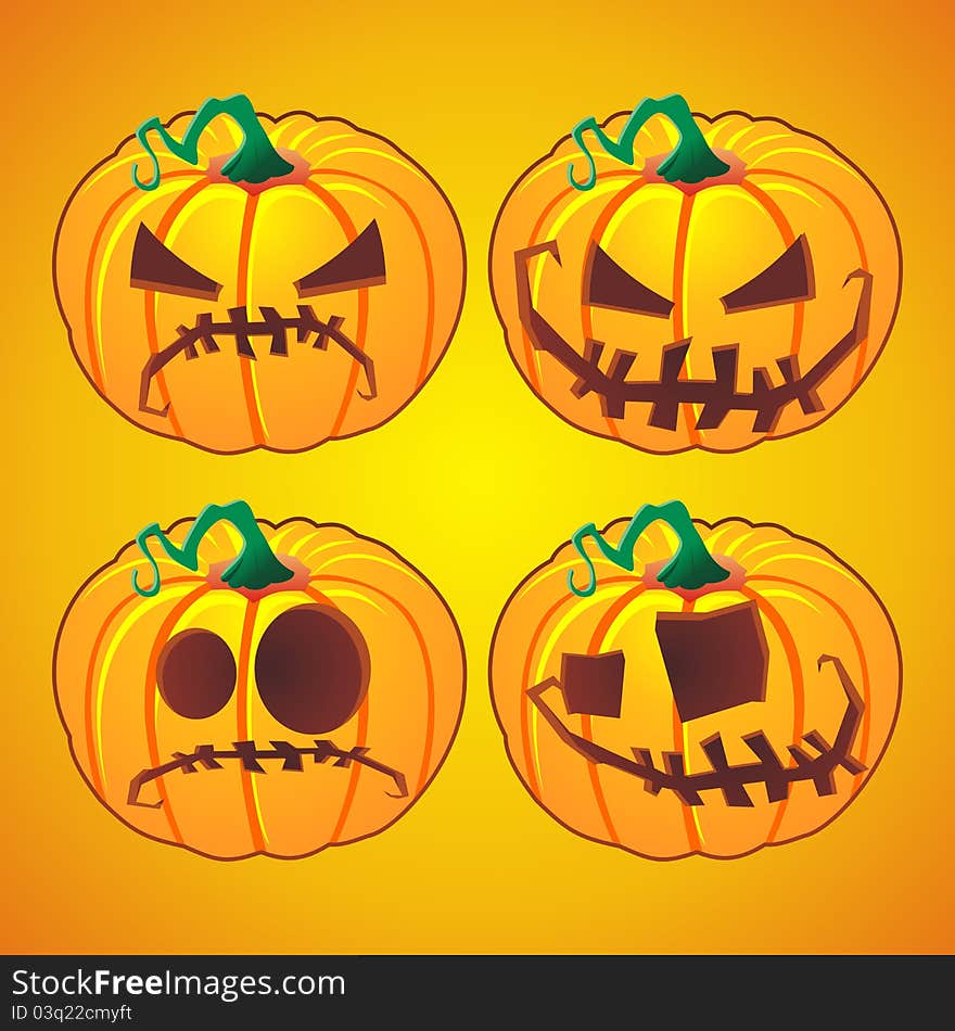 There are four forms of pumpkin faces. There are four forms of pumpkin faces