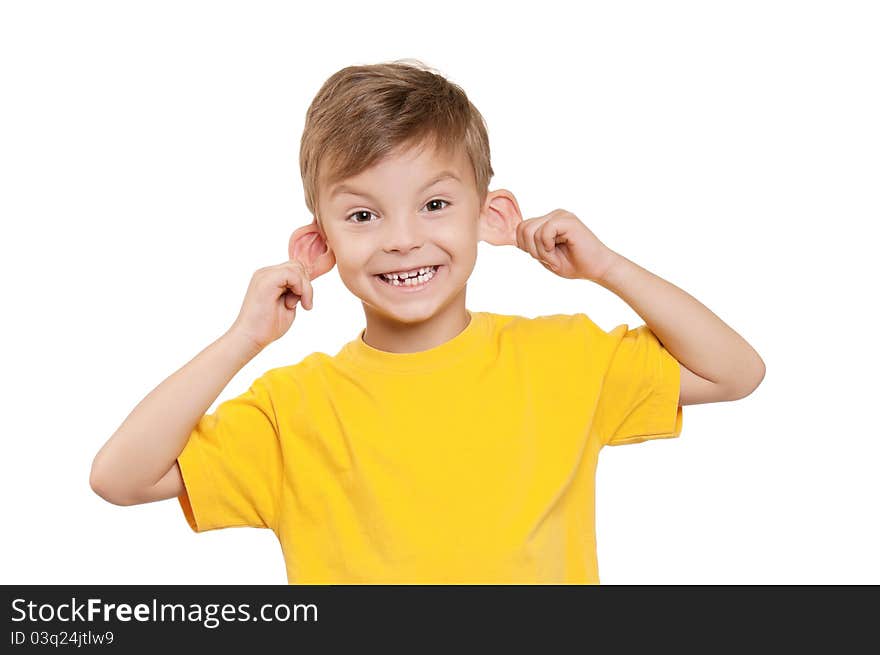 Portrait of funny little boy on white background. Portrait of funny little boy on white background