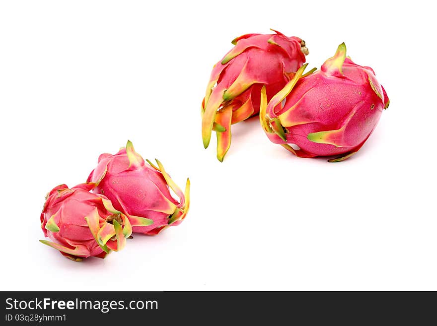 Thai dragon fruit isolated on white