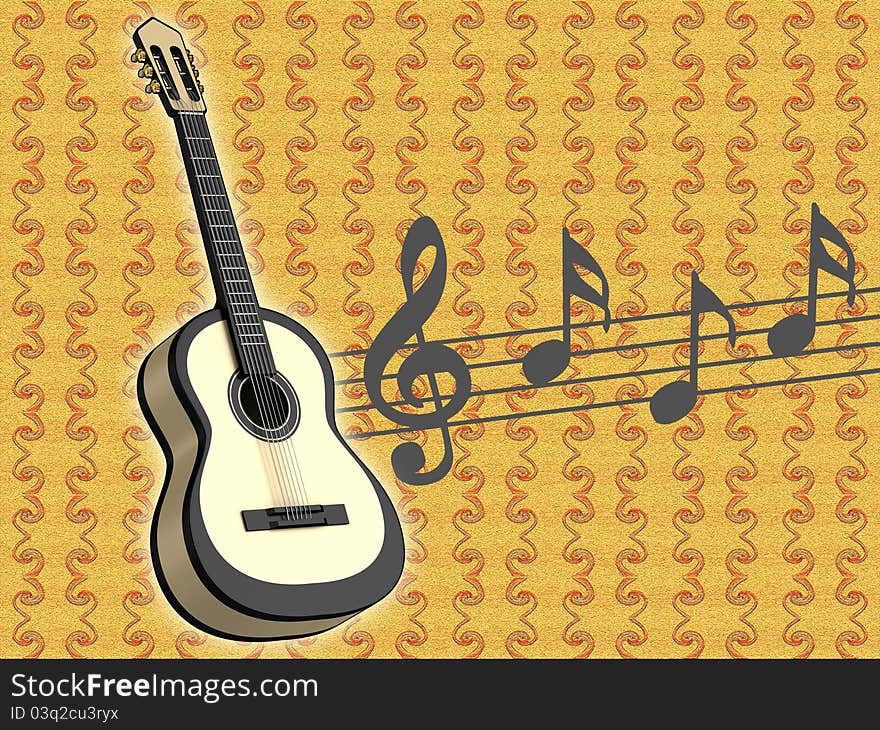 Abstract background with a guitar