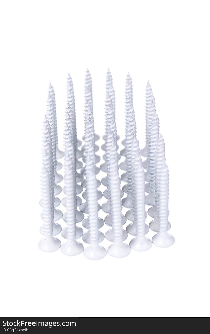 White Sheet rock screws used in construction and building