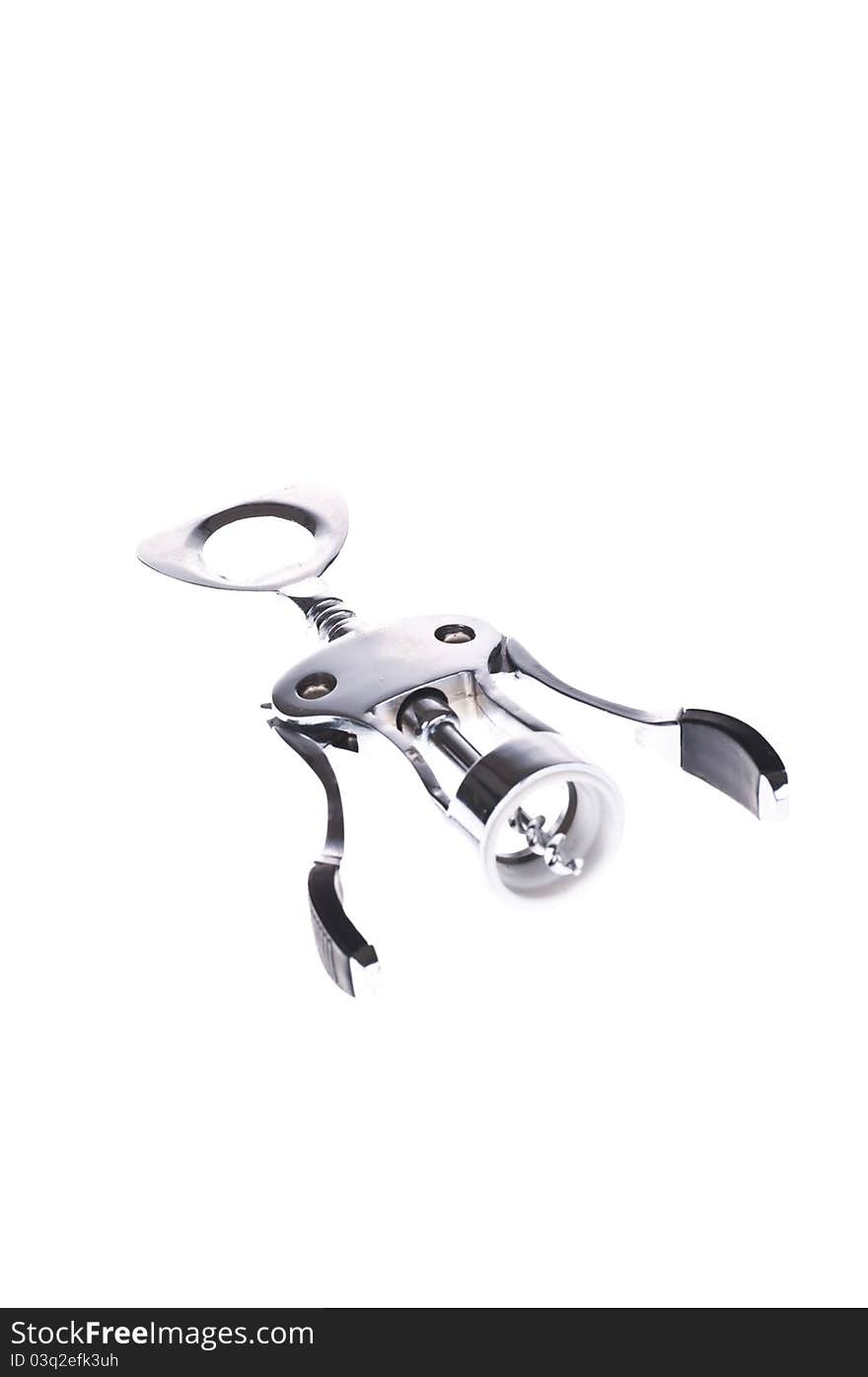 Corkscrew Wine opener isolated on the white background