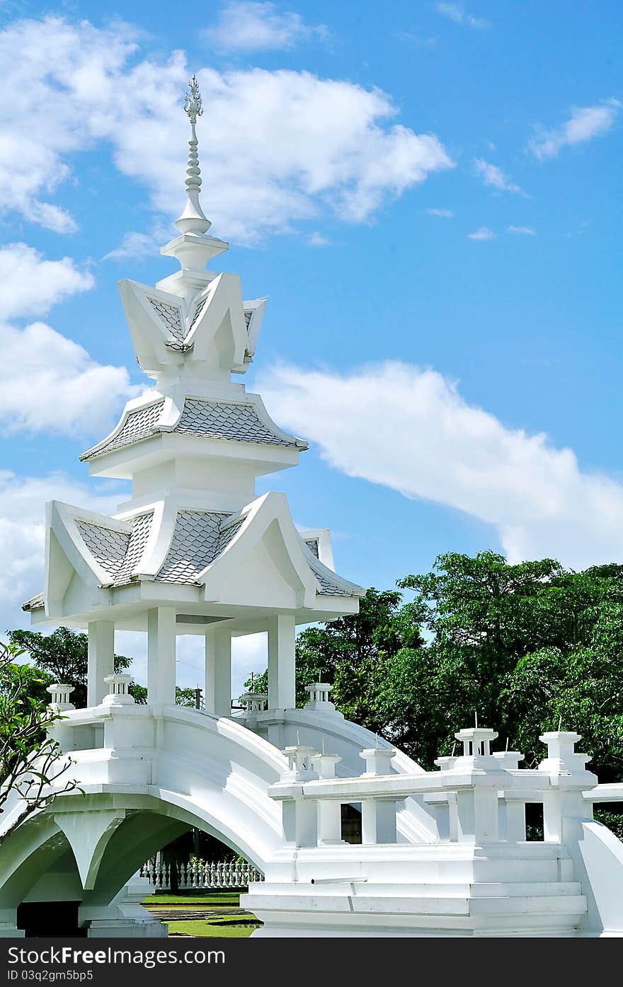 A white pavilion in Wat Rong Khun, Chiangrai, Thailand