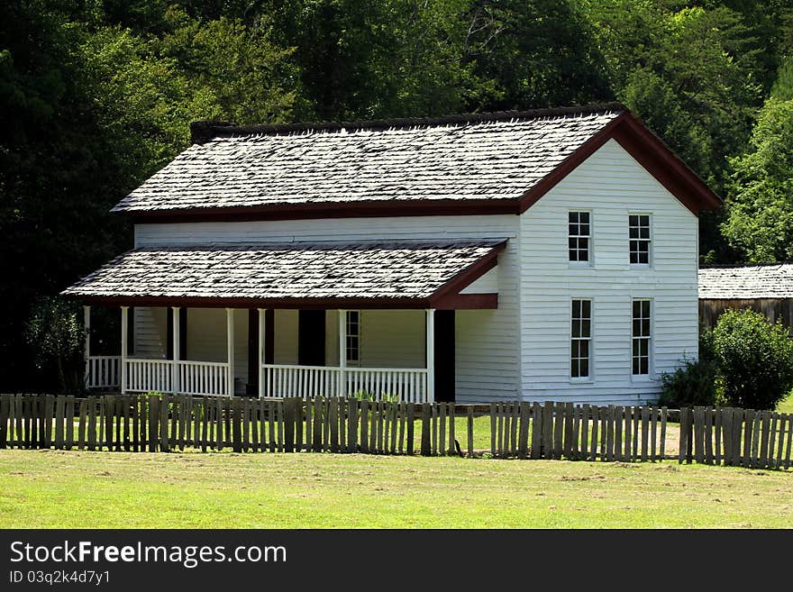 An old two story building farm house in the mountain of rural blue ridge mountains. An old two story building farm house in the mountain of rural blue ridge mountains.