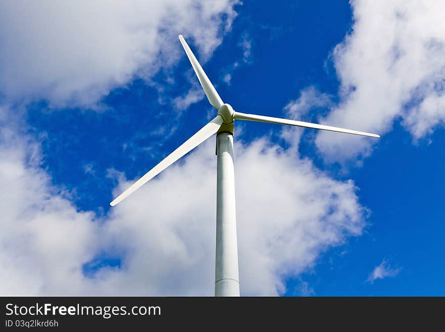 Wind turbine and blue sky