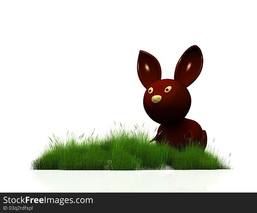 Chocolate Easter rabbit in grass. Chocolate Easter rabbit in grass