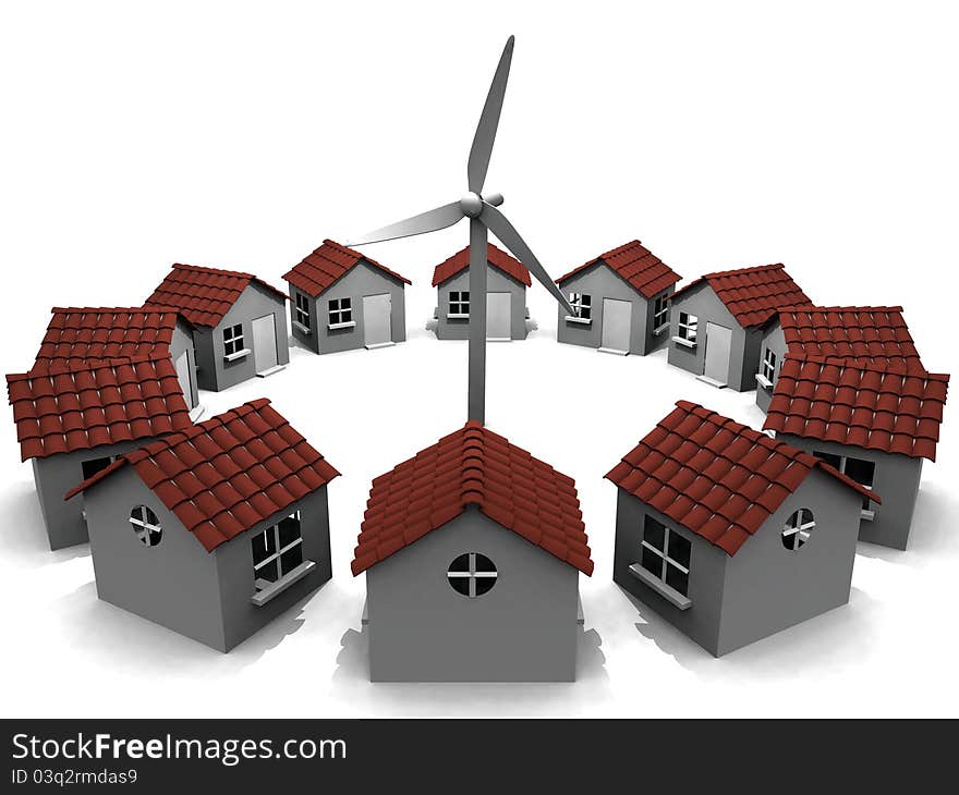 House in circles and wind generator. House in circles and wind generator