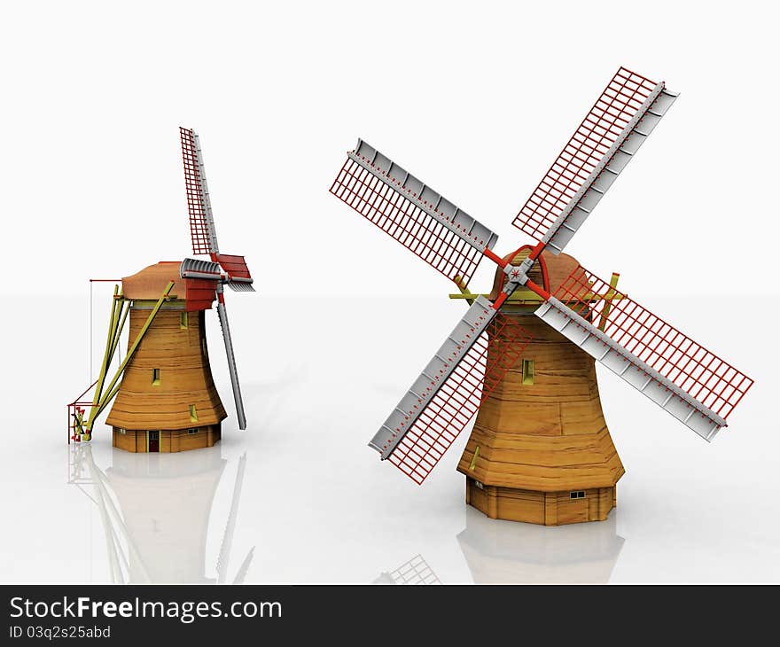 Two windmill on a white background. Two windmill on a white background