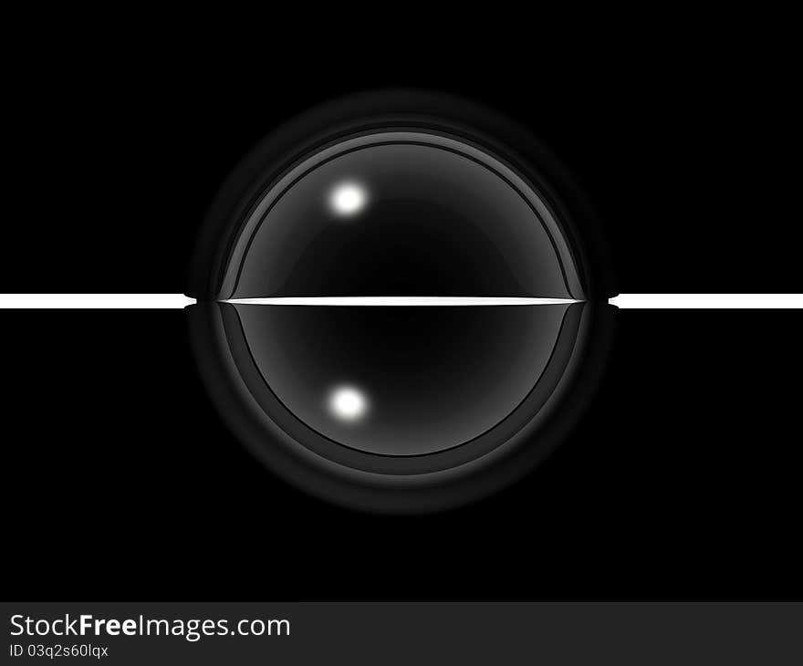 A glass ball on a black background