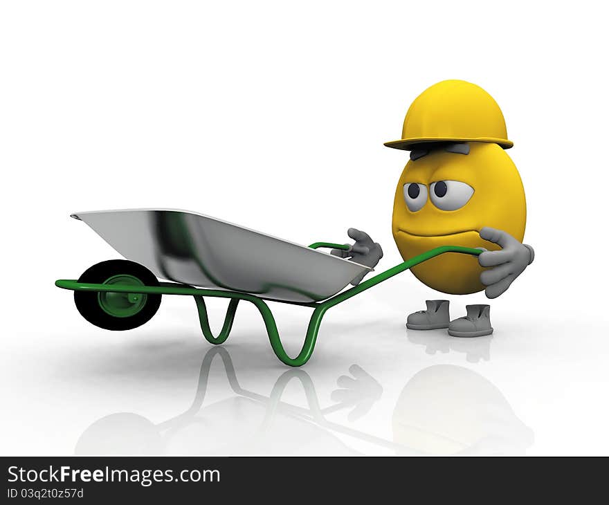 Smiley worker with a wheelbarrow. Smiley worker with a wheelbarrow