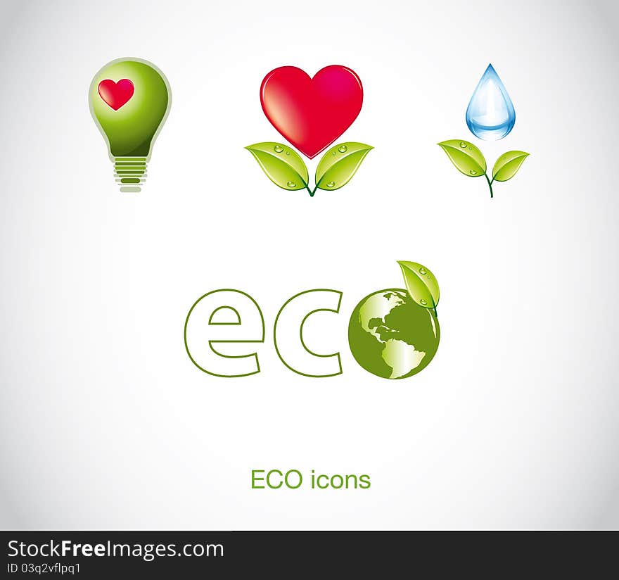 Set of green ecology icons.