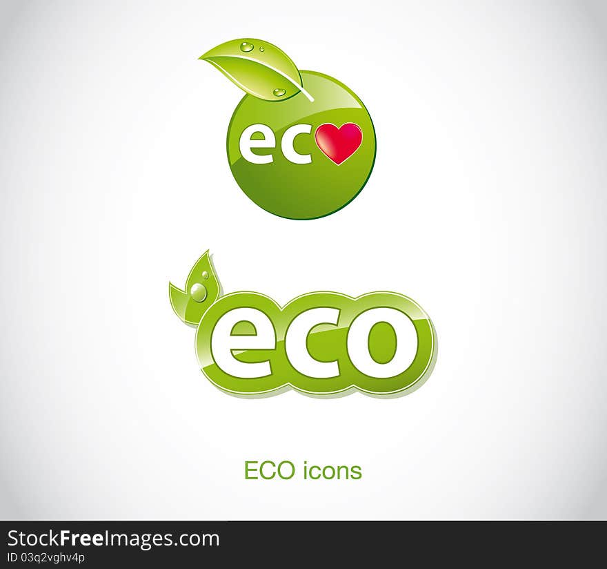 Set of green ecology icons.