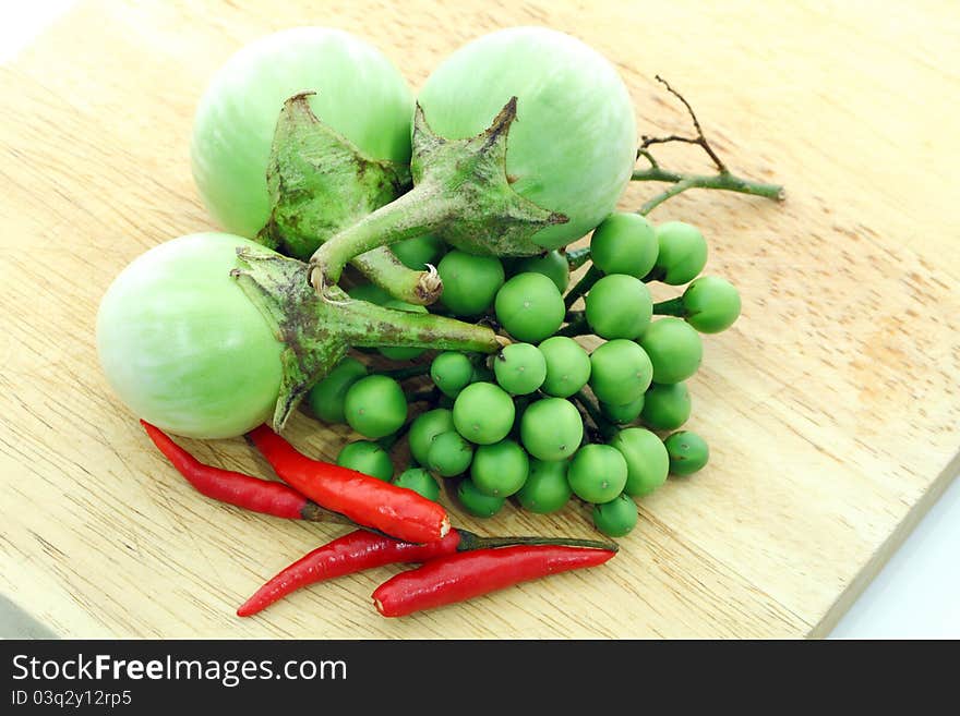 Eggplants and chili