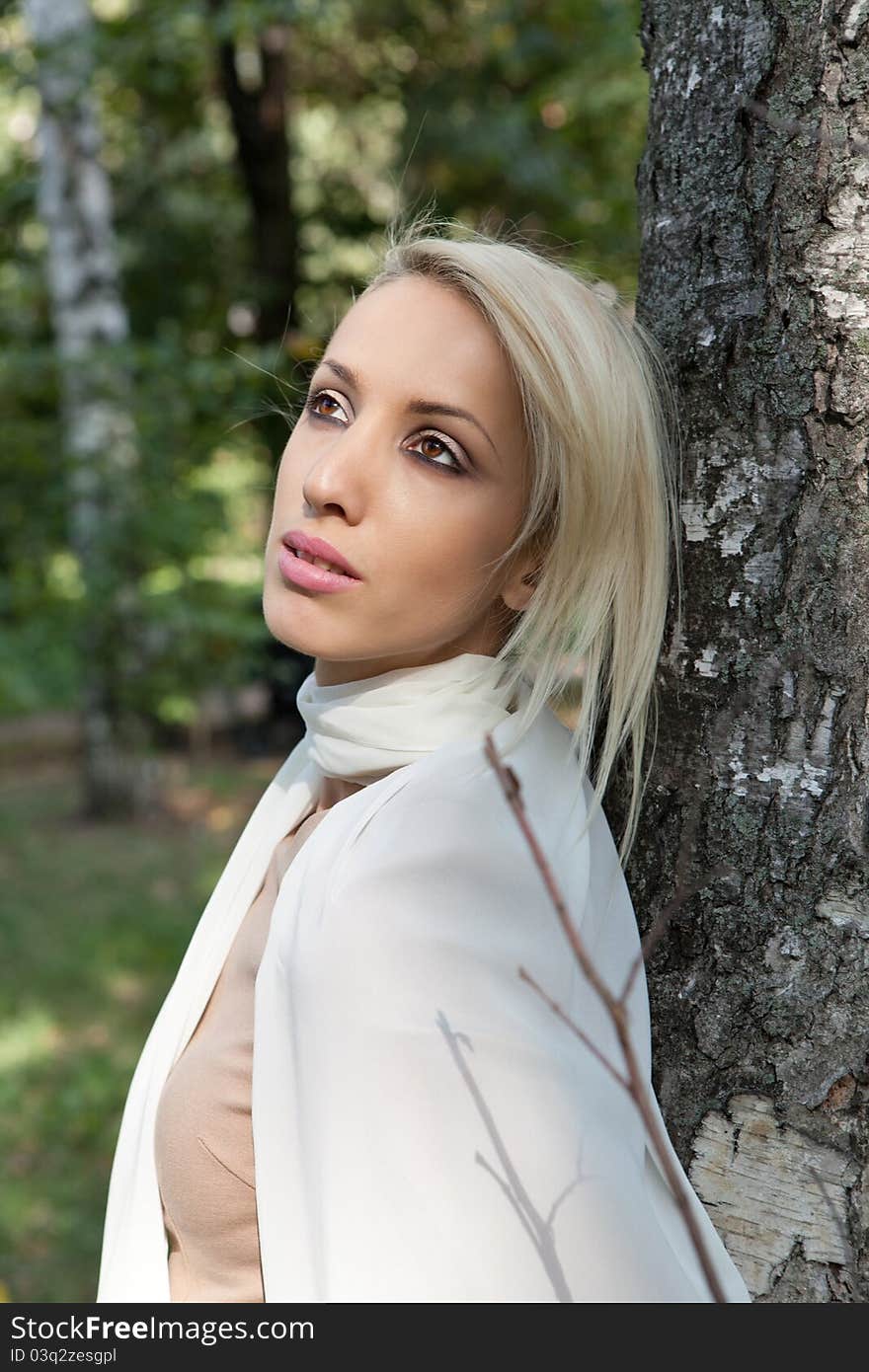 Woman in a white scarf