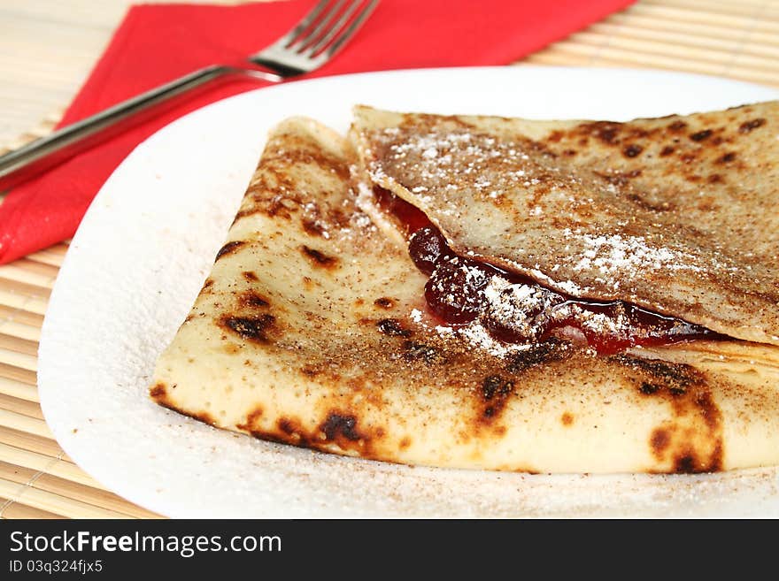 Appetizing Pancakes With Jam