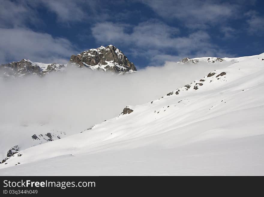 Snowy mountain in the Alps