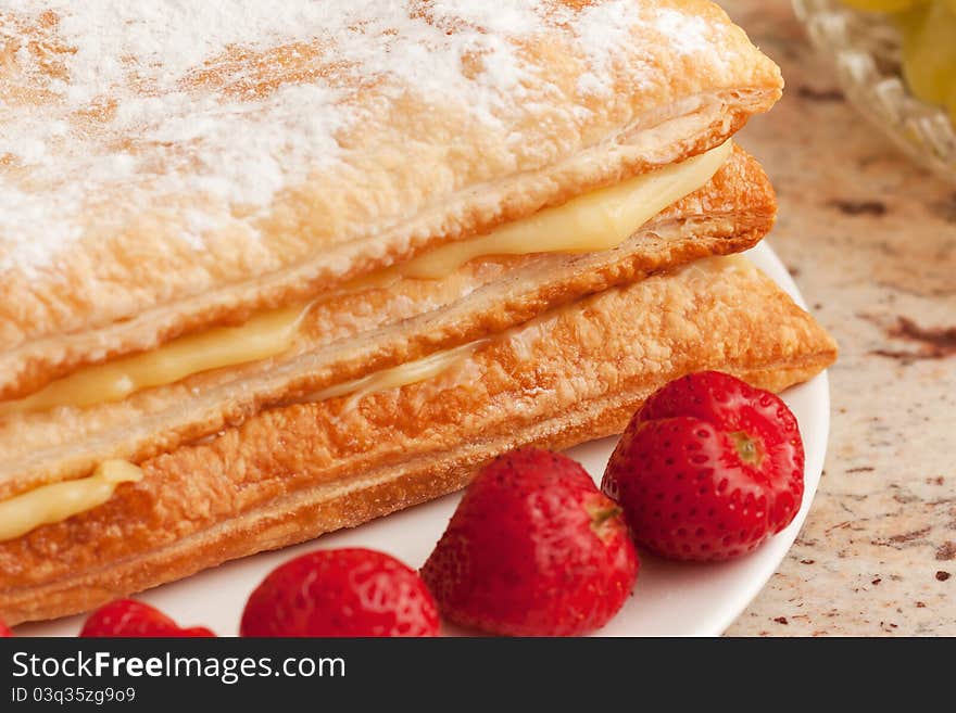 Cake and strawberries