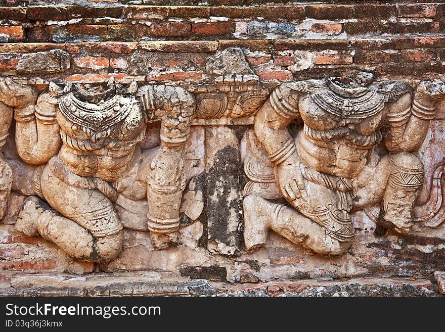 Carving on wall in Thailand