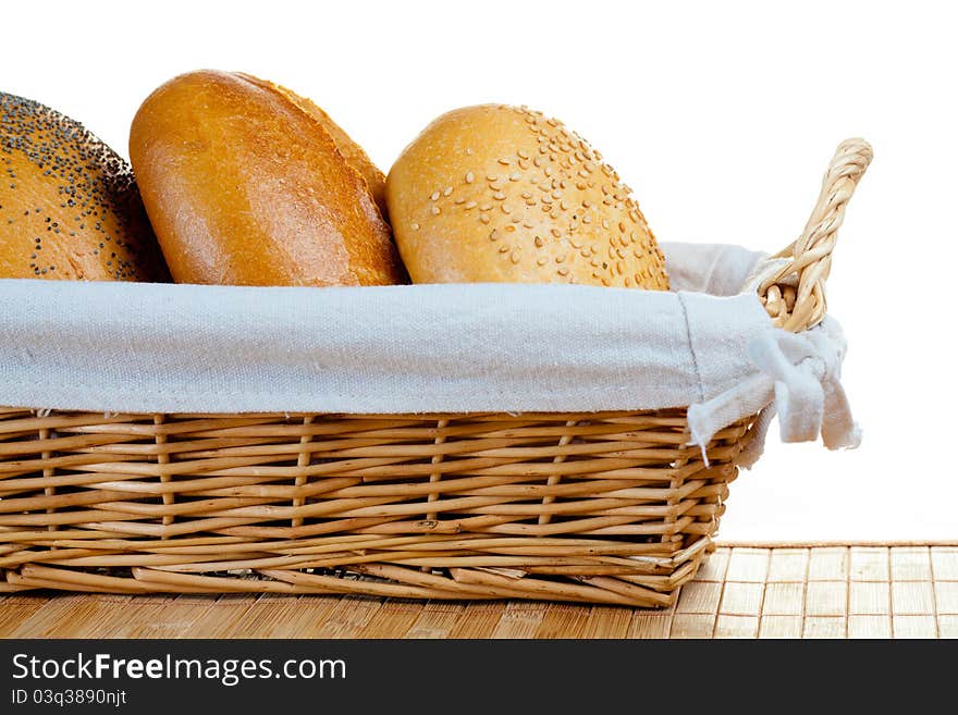 Assortment of small breads isolated on white