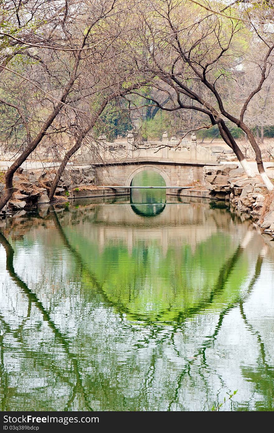 Stone arch bridge of Beijing, China, spring time. Stone arch bridge of Beijing, China, spring time