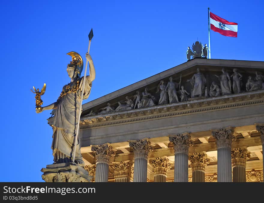 Statue of athena at vienna, austria