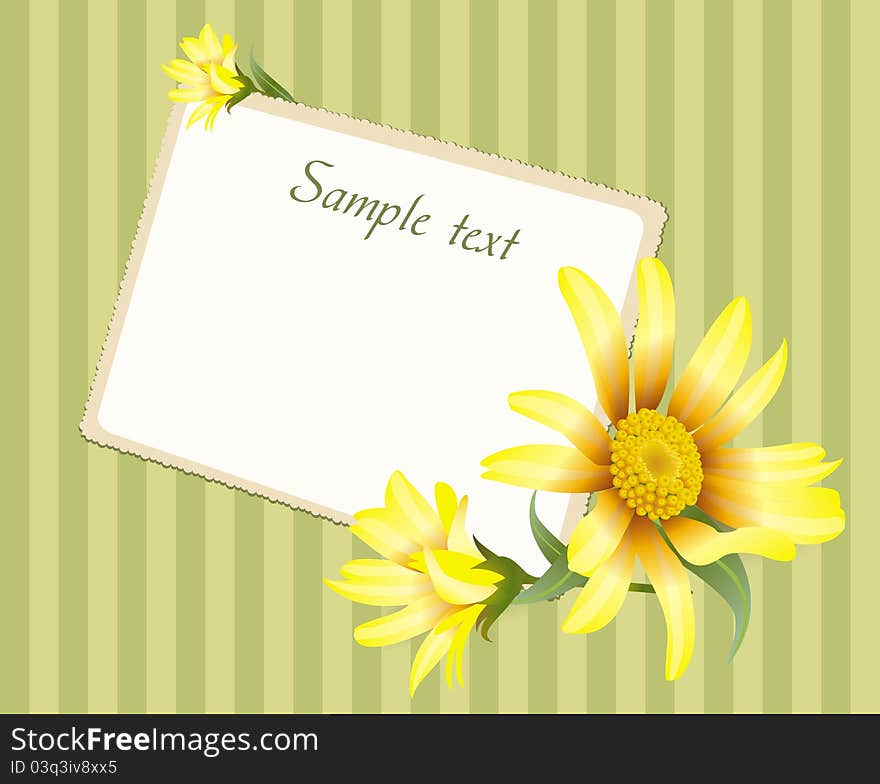 Retro Greating card with flower. Vector.