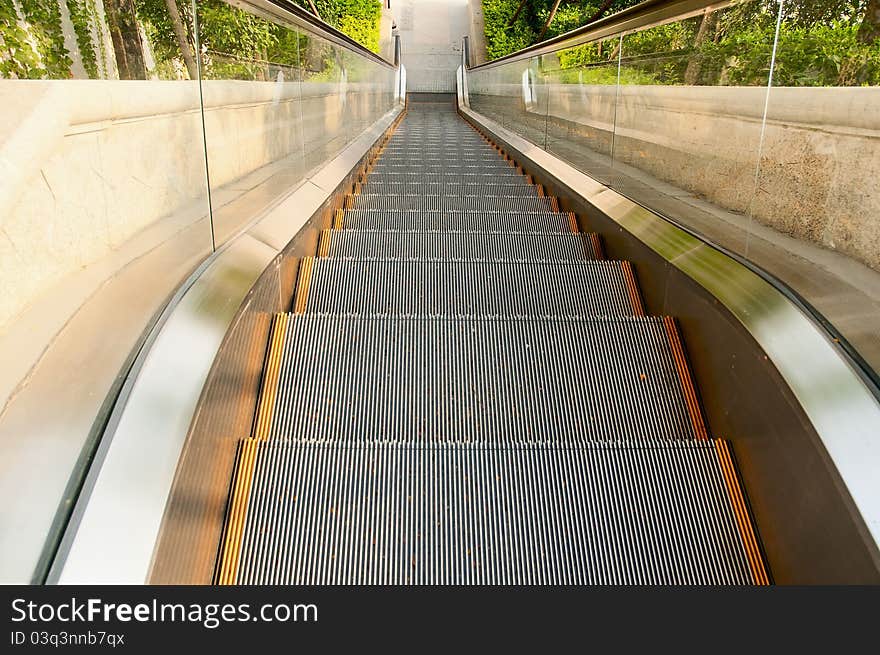 Moving stairs of an elevator