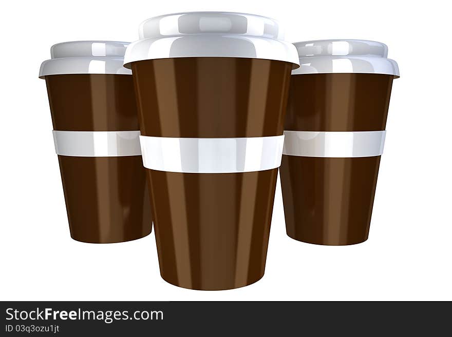 3d render of a plastic coffee cup