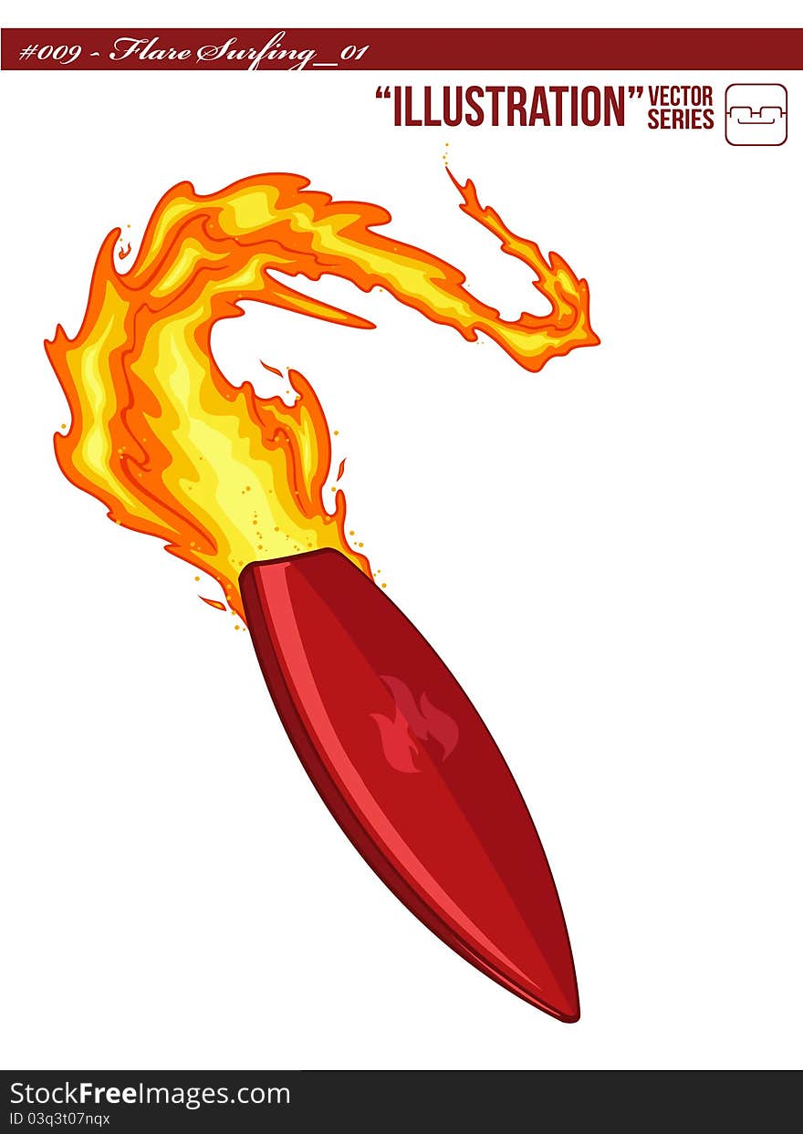 A vector of a surf board igniting a fire-blazing trail as a personification of a new style in surfing world, flare surfing. 
Available as a Vector in EPS8 format that can be scaled to any size without loss of quality. The graphics elements are all can easily be moved or edited individually. A vector of a surf board igniting a fire-blazing trail as a personification of a new style in surfing world, flare surfing. 
Available as a Vector in EPS8 format that can be scaled to any size without loss of quality. The graphics elements are all can easily be moved or edited individually.