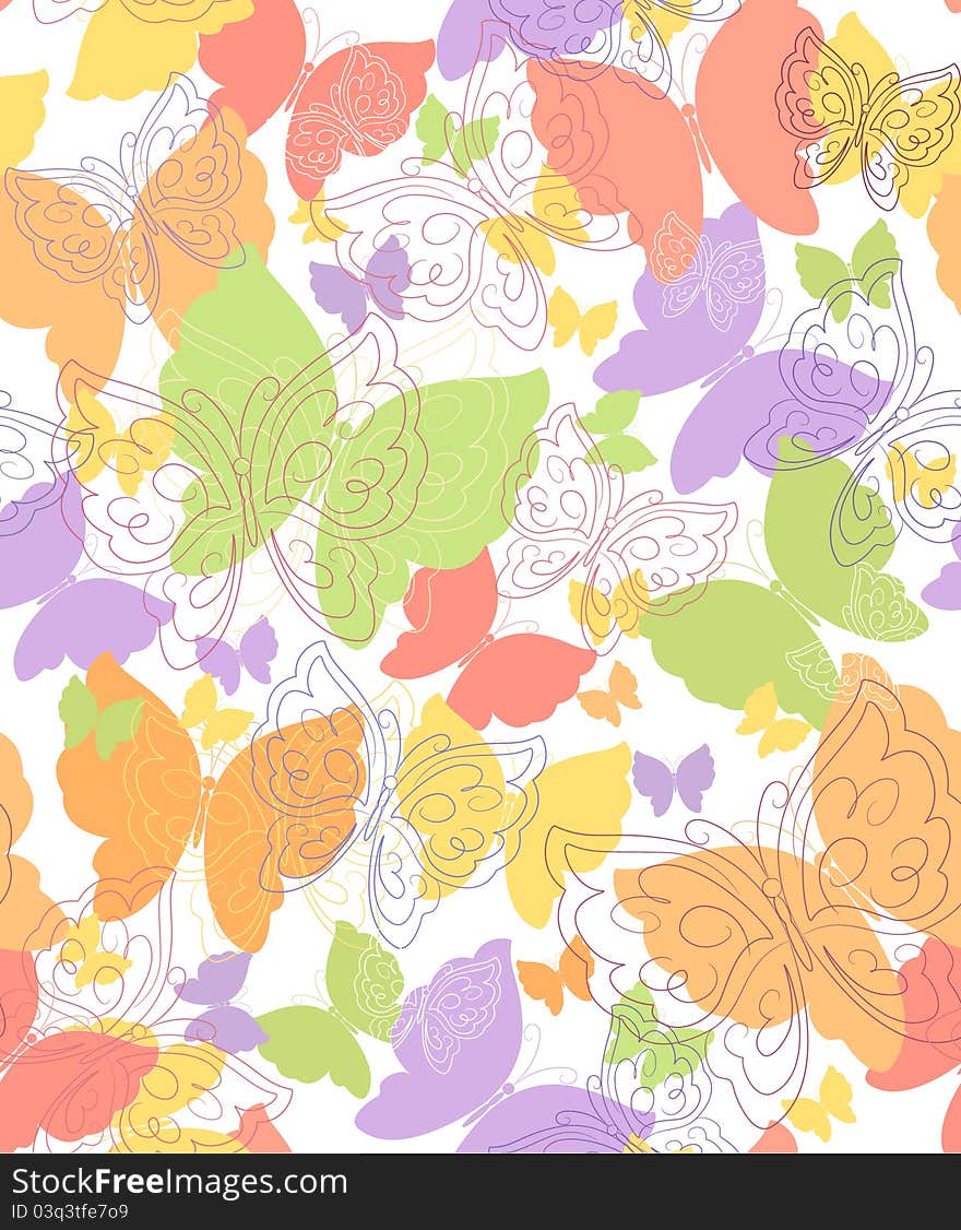 Seamless abstract background with butterfly