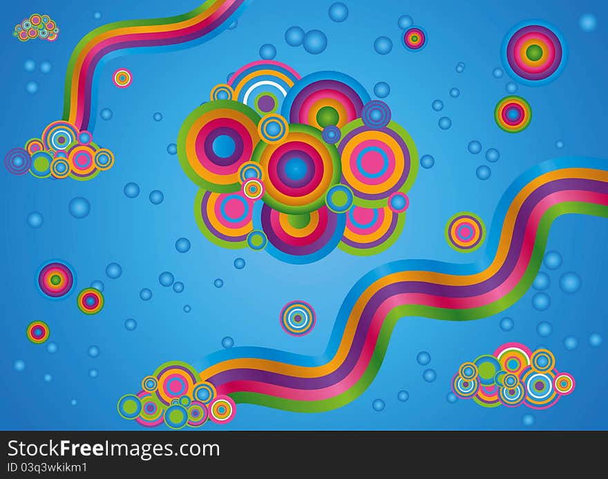 Abstract background with circles and rainbows