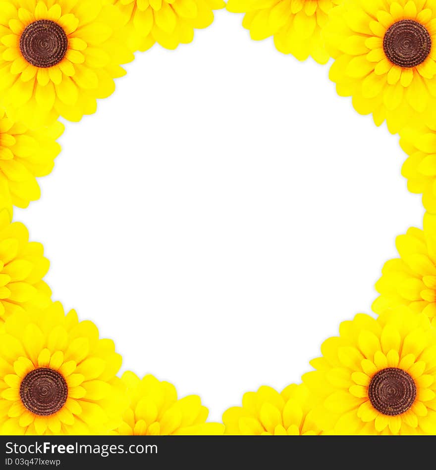 Beautiful sunflower frame as background