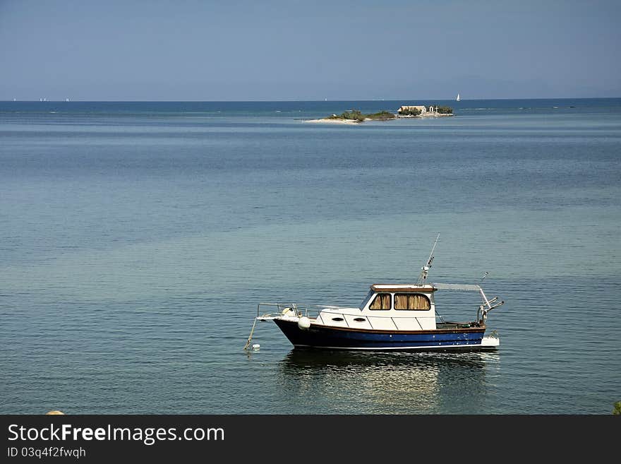 Boat near to small island