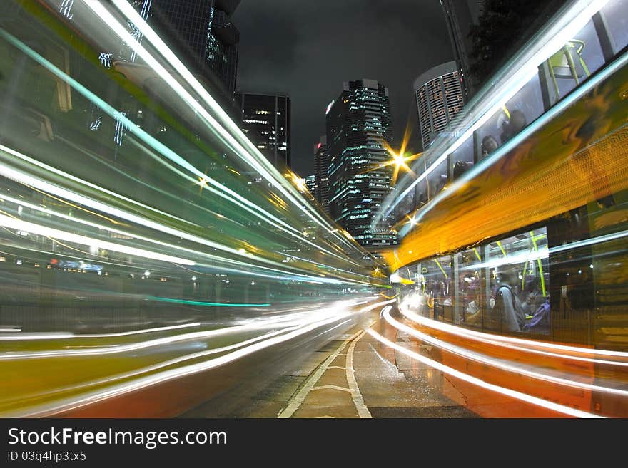 Traffic in downtown of a city, pearl of the east: Hong Kong.