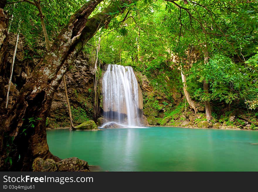 Eravan Waterfall in Kanchanaburi, Thailand