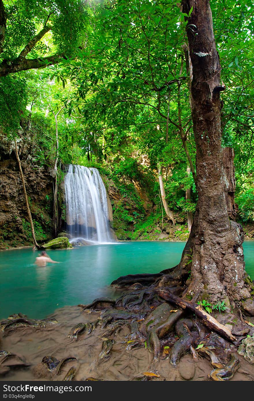 Eravan Waterfall in Kanchanaburi, Thailand