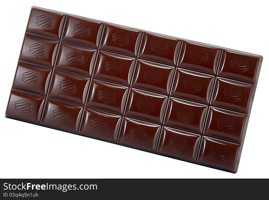 Tile of black chocolate on a white background. Tile of black chocolate on a white background