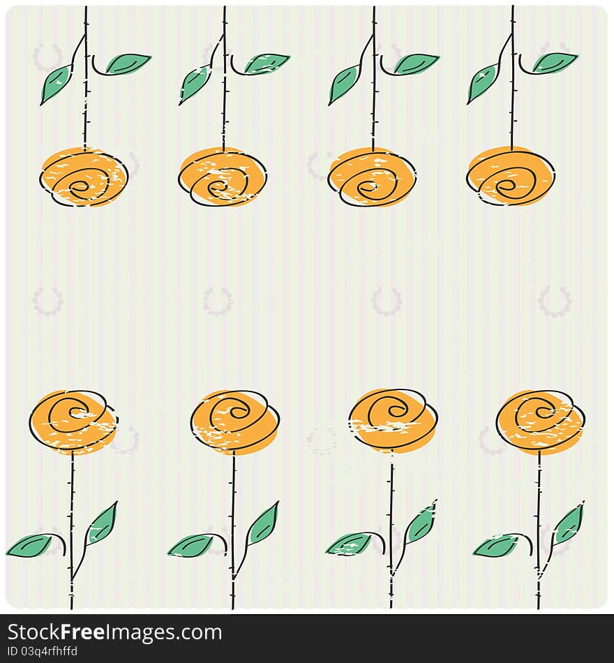 Retro flowers illustration, computer generated