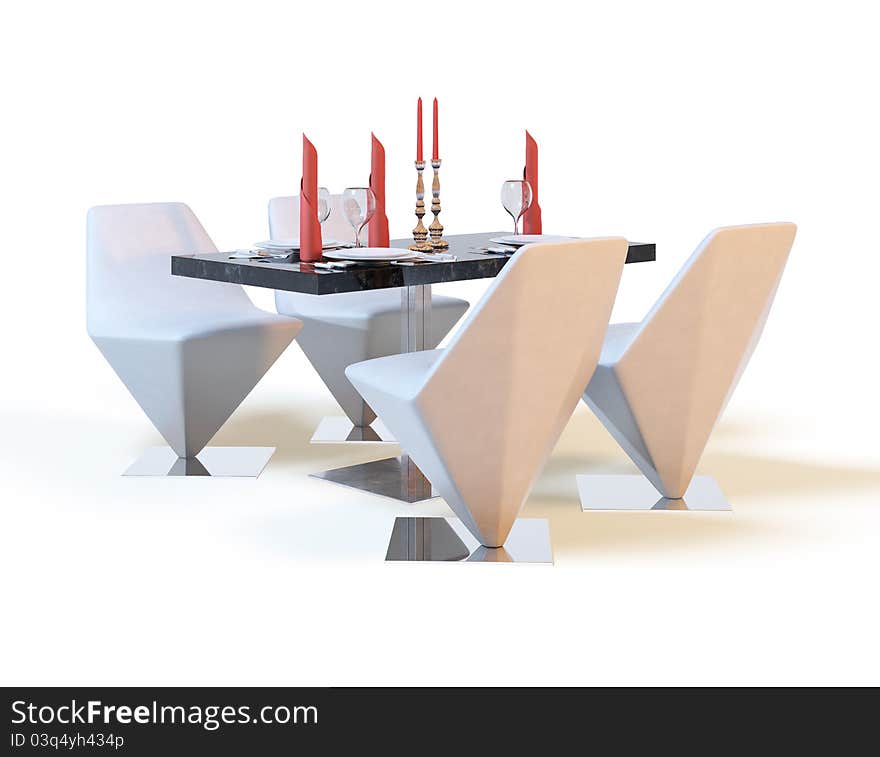 Table on a white background