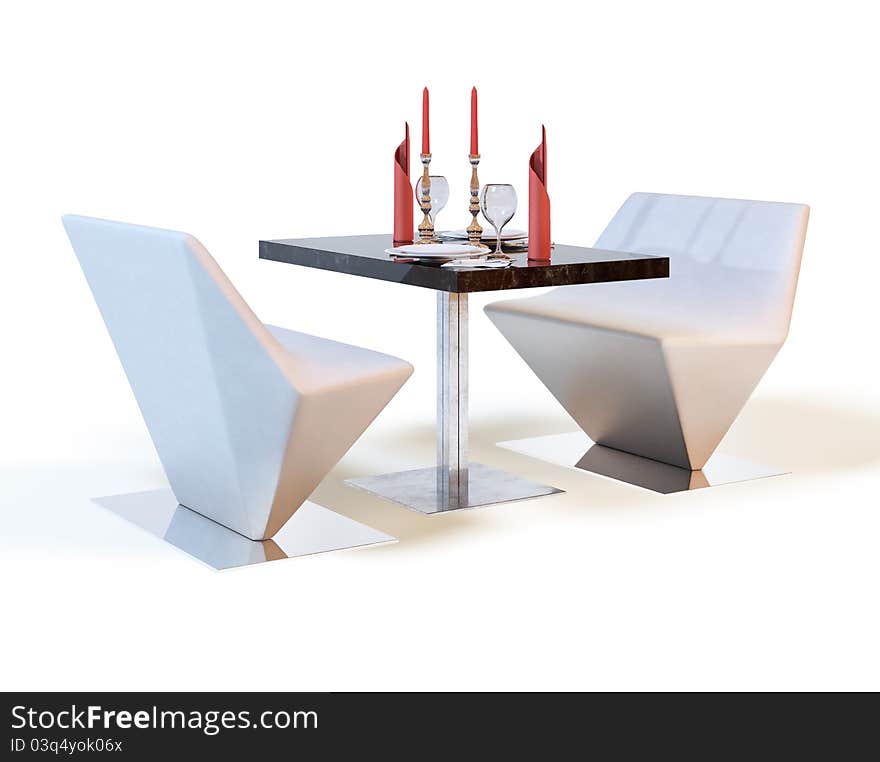 Table on a white background