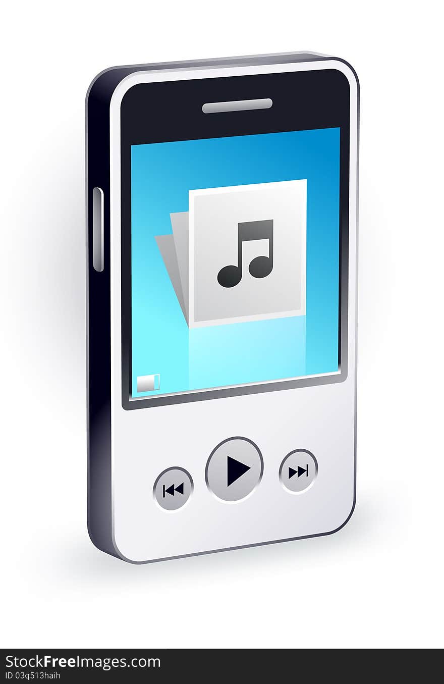 Stylish mp3 player on a white background