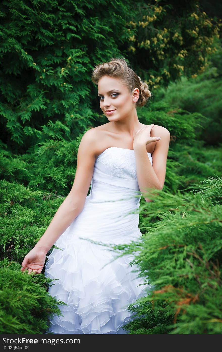 Beautiful bride in white dress