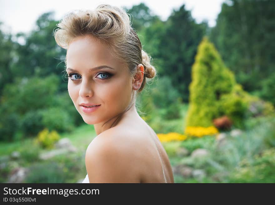 Beautiful bride in white dress