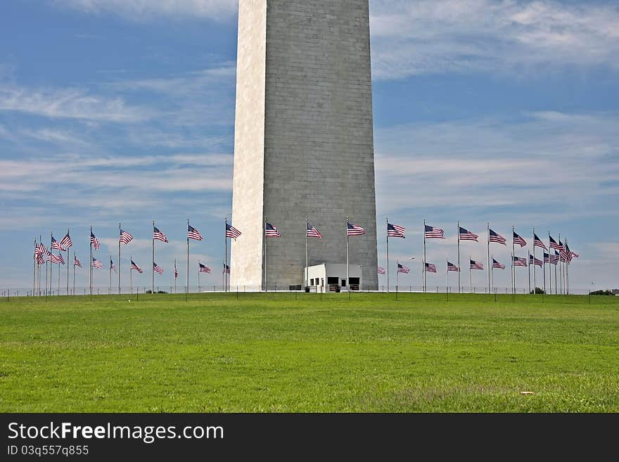The bottom part of Washington Monument in Washington, D.C. United States of America