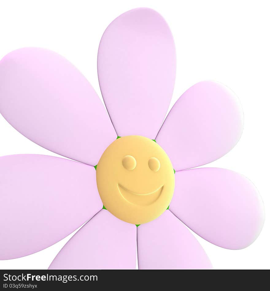 3D illustration of flower smiley