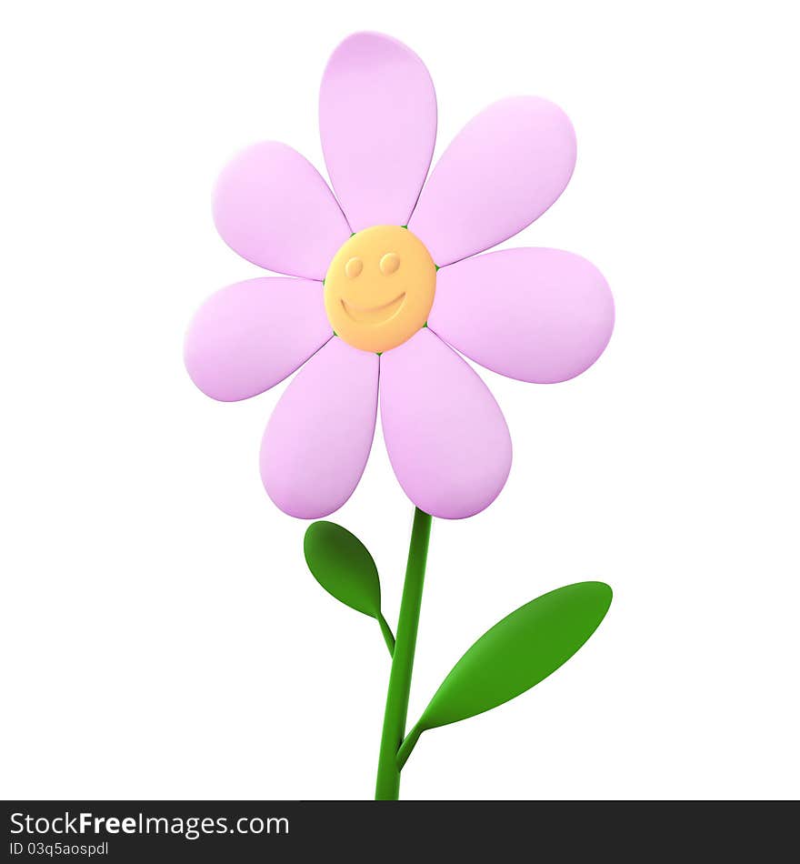 3D illustration of flower smiley