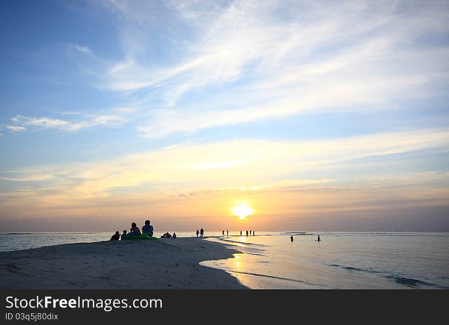 A sunset vista in the romantic holiday destination in the Maldives. A sunset vista in the romantic holiday destination in the Maldives