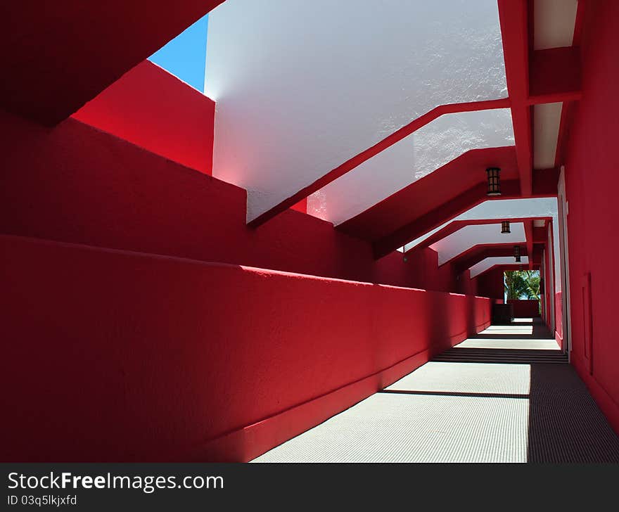 Long colorful corridor in mexico