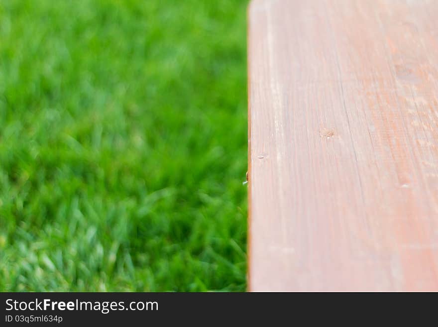 Grass and wood, a garden on a sunny day