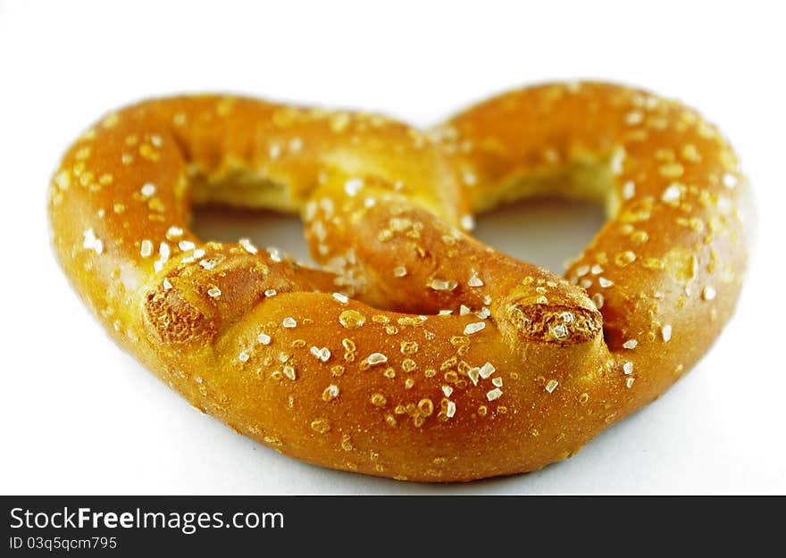 Hard-baked pretzel with salt